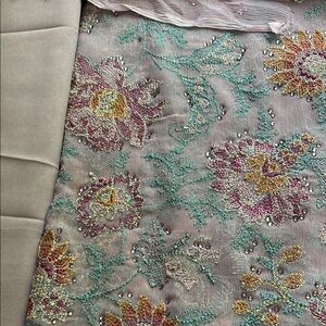 Pure chiffon Floral Embroidered Fabric with Sequins